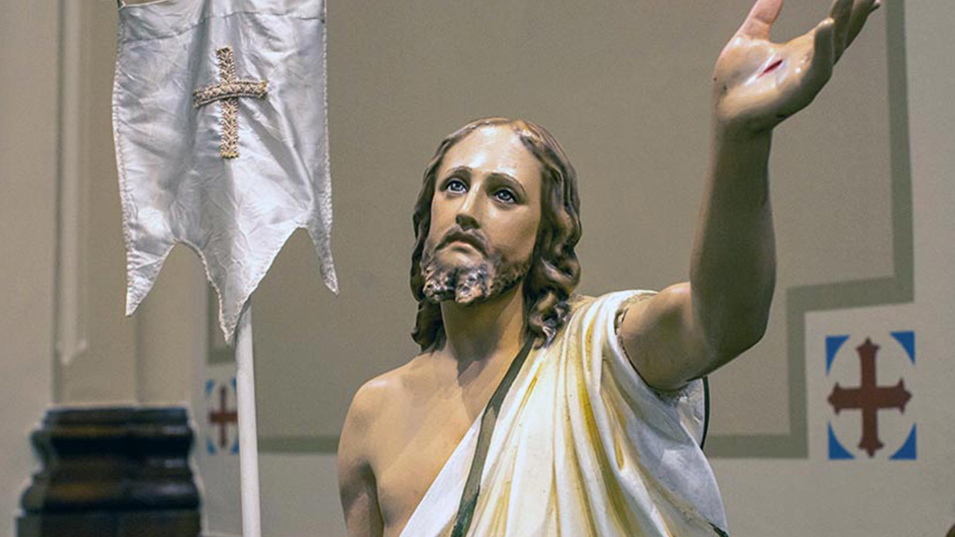 A statue of the resurrected Christ in the sanctuary of St. Bonaventure Chapel