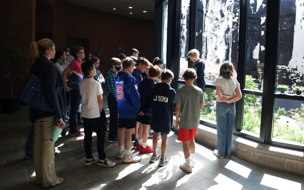 Students from Shrine Elementary in Royal Oak, Michigan on a tour of the Solanus Casey Center in May 2022.